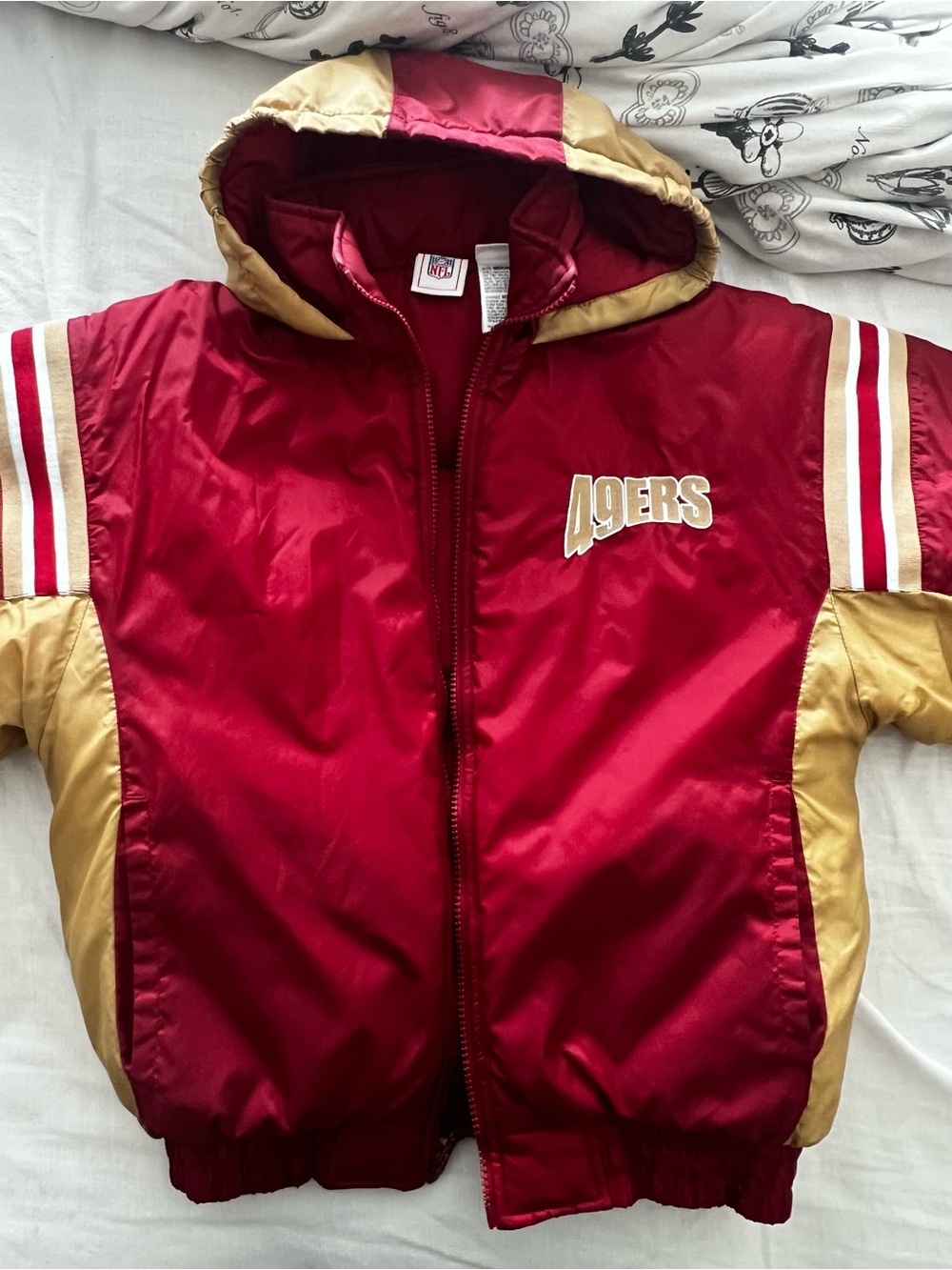 Vintage NFL 49ers Hooded Puffer Jacket - Red & Gold